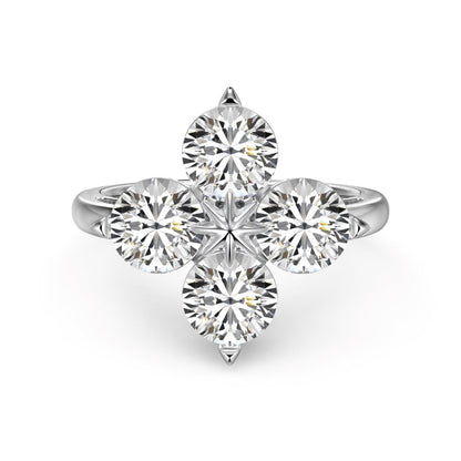 [Sparkling Aurora]Four-Leaf Clover Eight-Pointed Star Ring