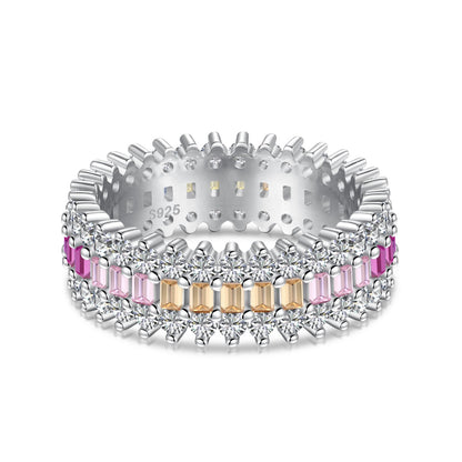 [Sparkling Aurora]Ornate Colorful Radiant Cut Daily Ring