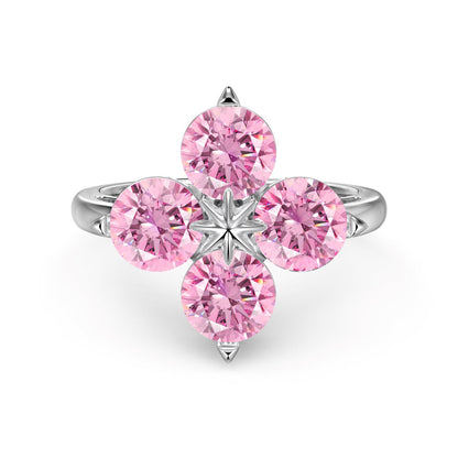 [Sparkling Aurora]Four-Leaf Clover Eight-Pointed Star Ring