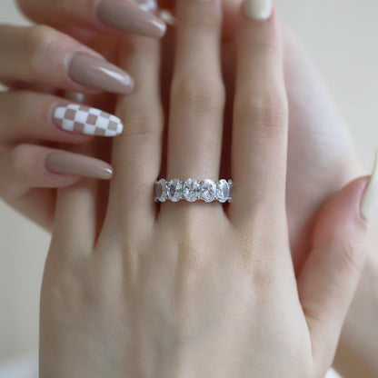 [Sparkling Aurora]Dainty Elongated Cushion Cut Tennis Ring