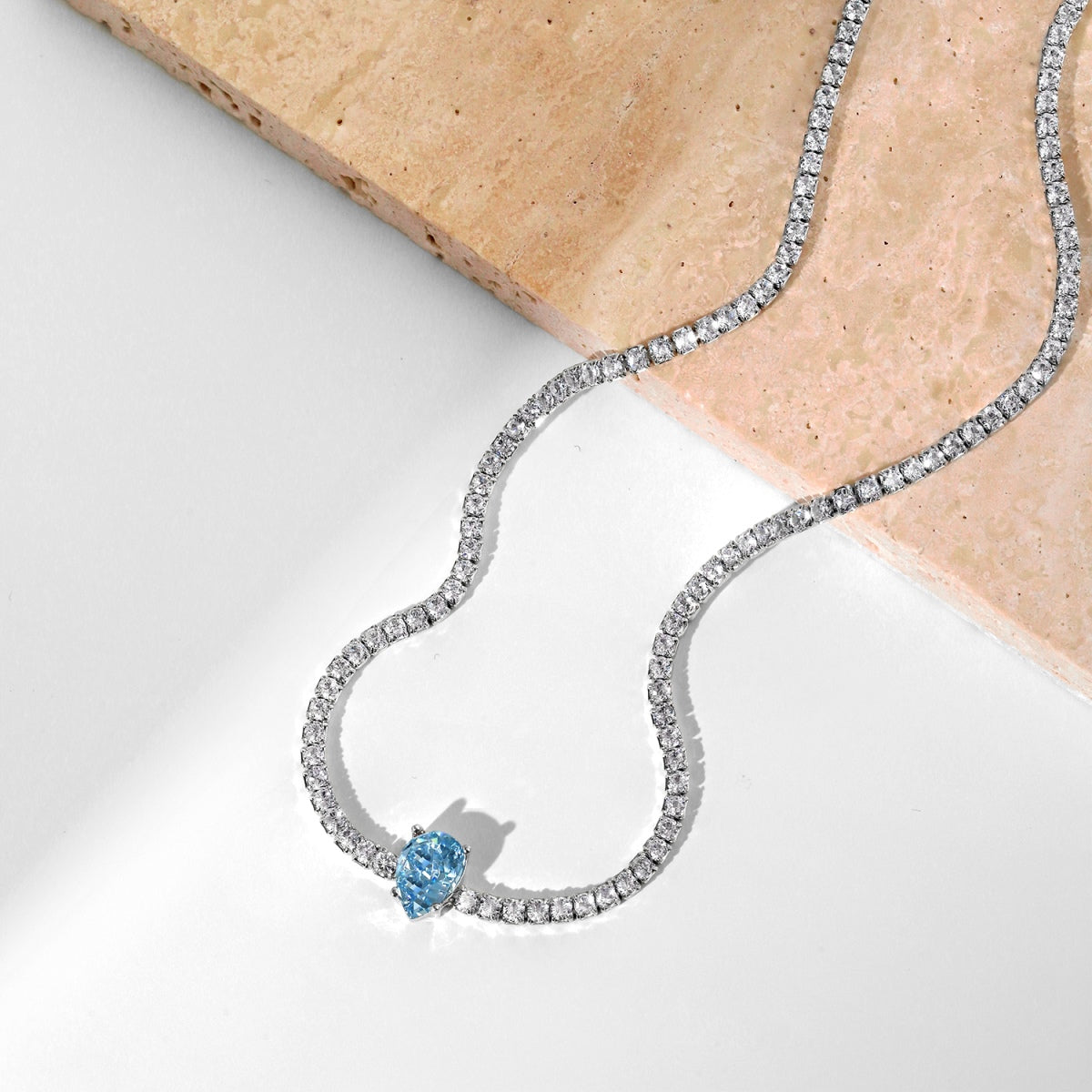 [Sparkling Aurora]1.0 carat Unique Pear Cut Tennis Necklace