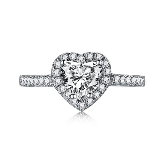 [Sparkling Aurora]Eternity Splashy Romantic Heart Shape Lover Ring