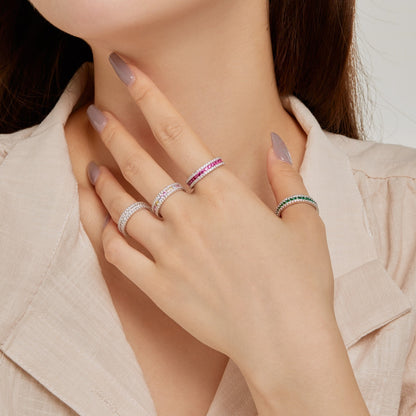 [Sparkling Aurora]Delicate Colorful Round Cut Daily Ring