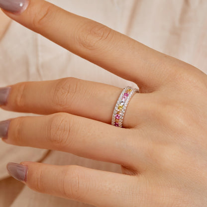 [Sparkling Aurora]Delicate Colorful Round Cut Daily Ring