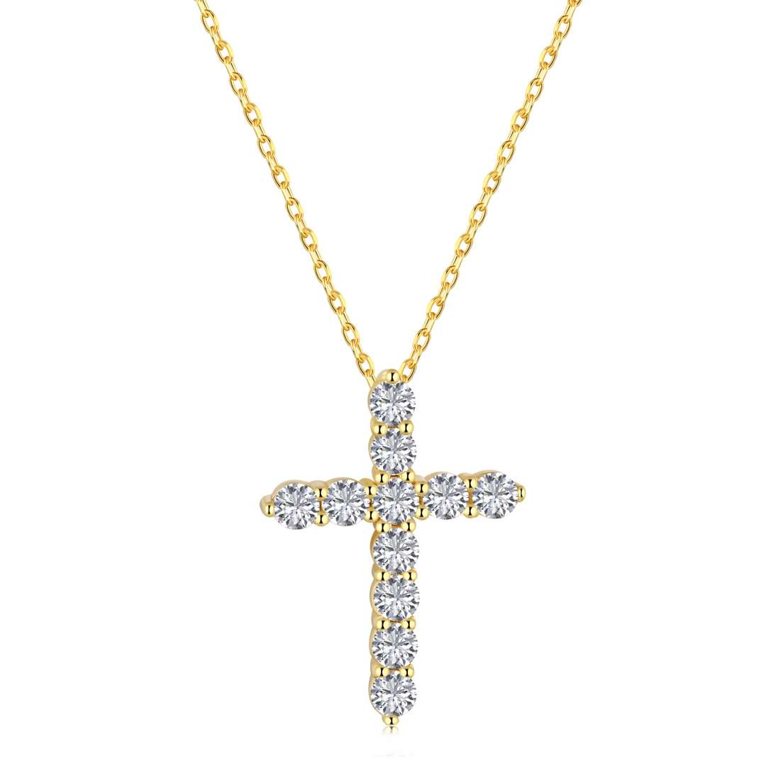 [Sparkling Aurora]Unique Cross Shape Necklace