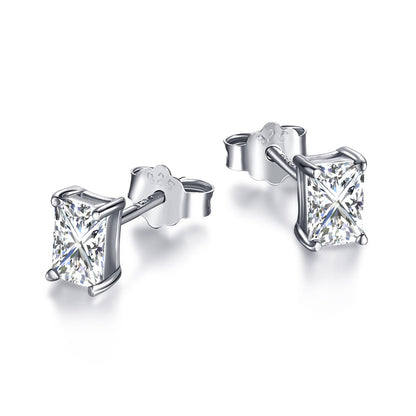 [Sparkling Aurora]Stylish Shiny Rectangular Center Stone Stud Earrings