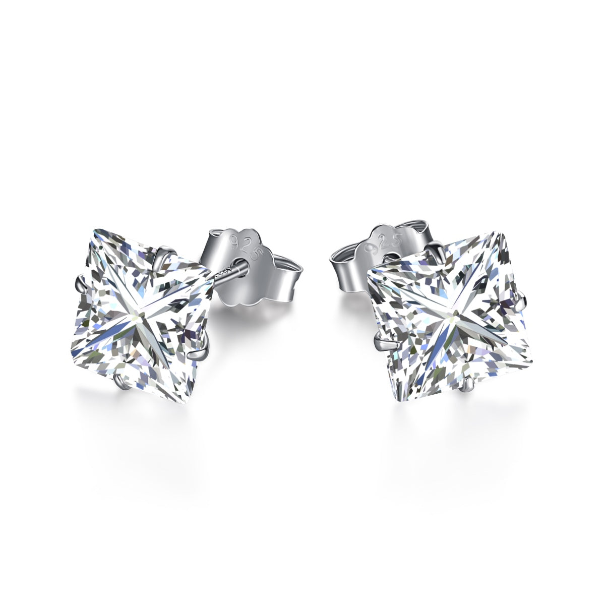 [Sparkling Aurora]Stylish Shiny Square Center Stone Stud Earrings