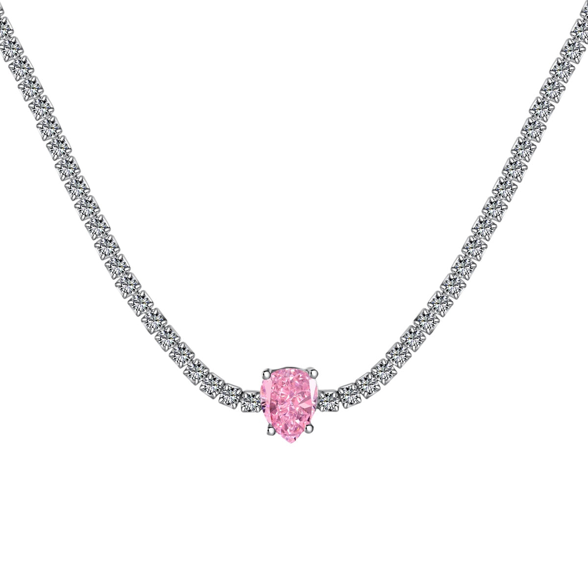 [Sparkling Aurora]1.0 carat Unique Pear Cut Tennis Necklace