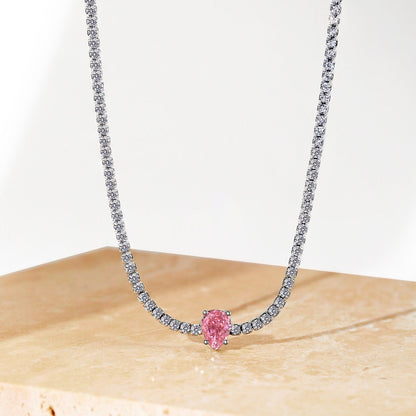 [Sparkling Aurora]1.0 carat Unique Pear Cut Tennis Necklace