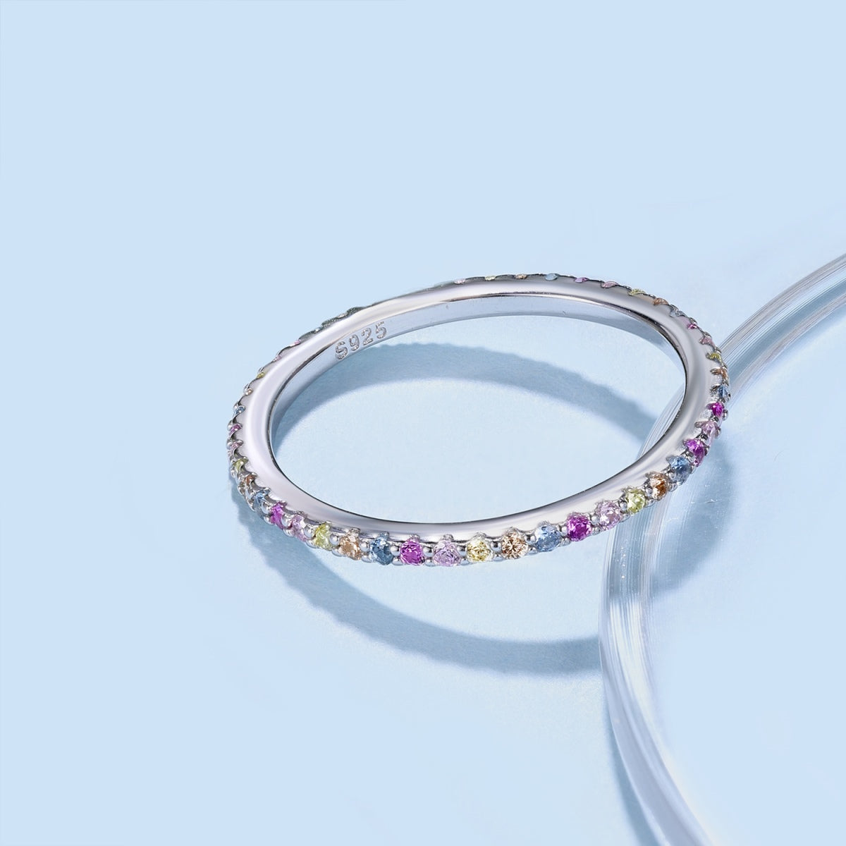 [Sparkling Aurora]Ornate Colorful Round Cut Tennis Ring