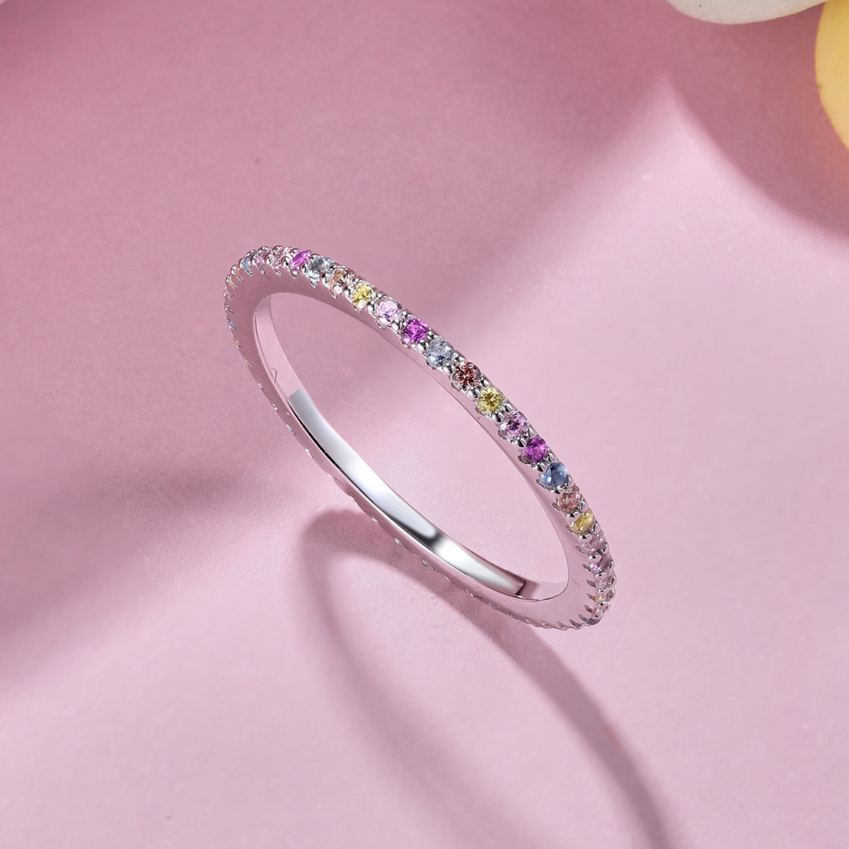 [Sparkling Aurora]Ornate Colorful Round Cut Tennis Ring