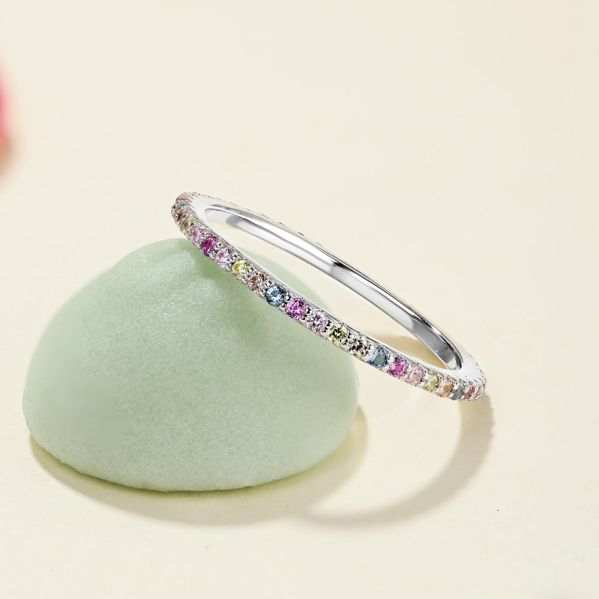 [Sparkling Aurora]Ornate Colorful Round Cut Tennis Ring