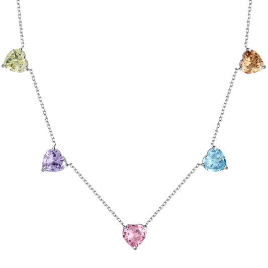 [Sparkling Aurora]Sparkling Colorful Heart Cut Necklace