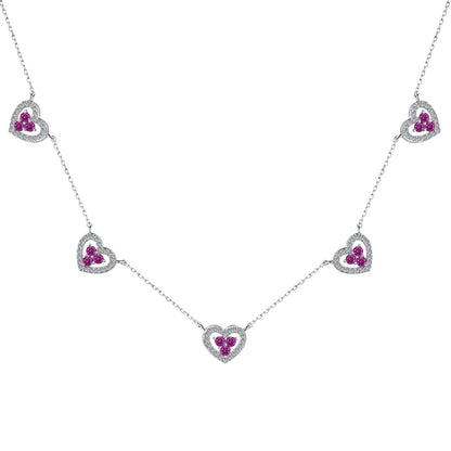 [Sparkling Aurora]Sparkling Five Heart Necklace