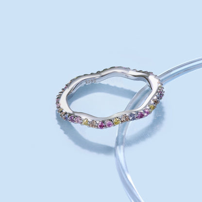 [Sparkling Aurora]Dainty Colorful Round Cut Party Ring