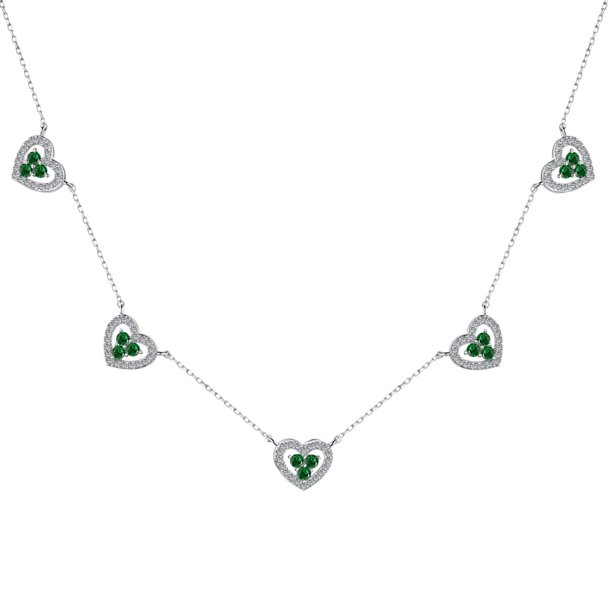 [Sparkling Aurora]Sparkling Five Heart Necklace