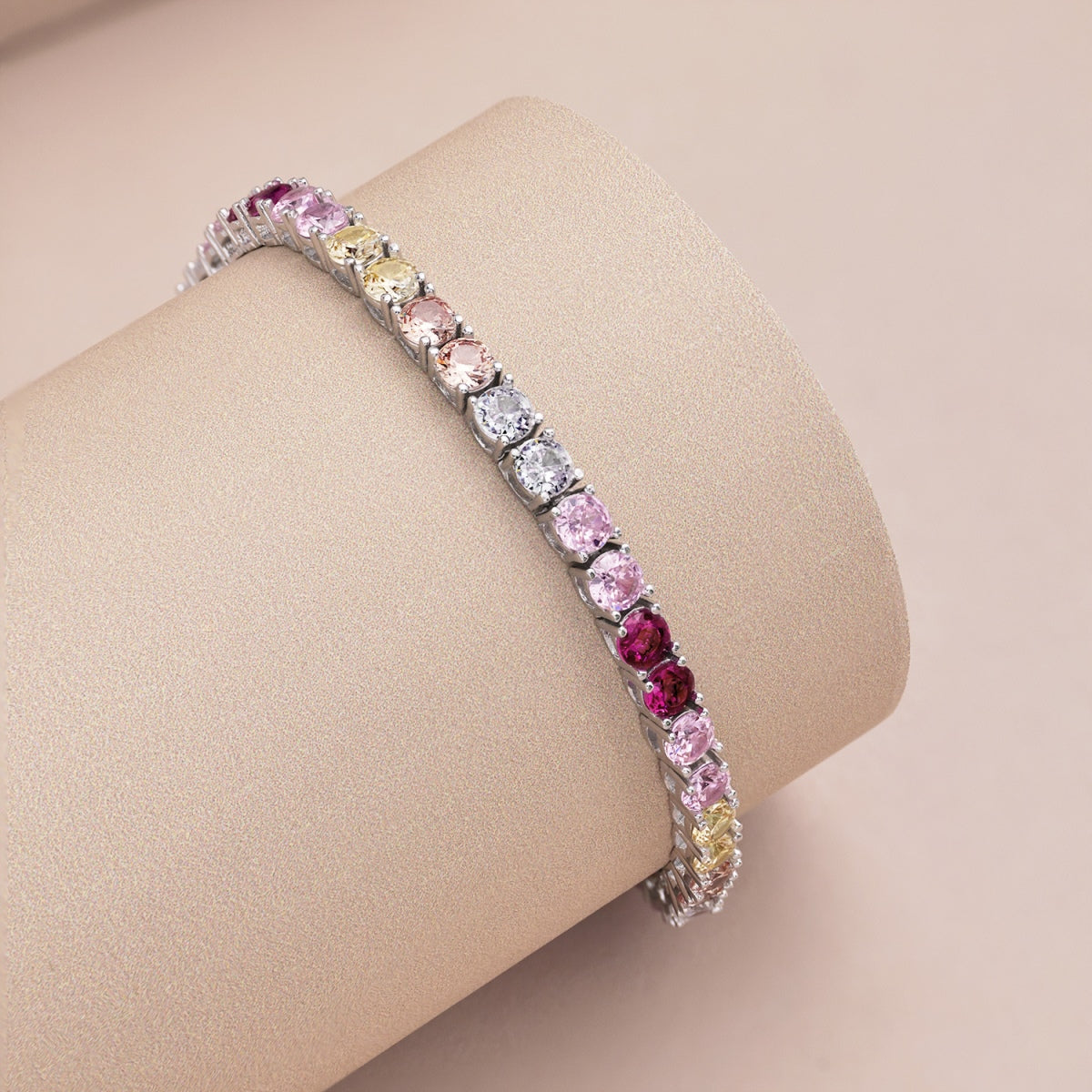 [Sparkling Aurora]Radiant Colorful Round Cut Tennis Bracelet