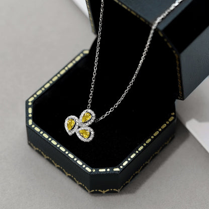 [Sparkling Aurora]Elegant Flower Shape Pear Cut Necklace