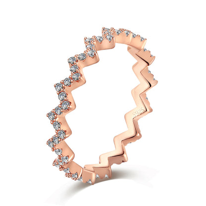 [Sparkling Aurora]Delicate Enchanting Wave Shape Daily Ring