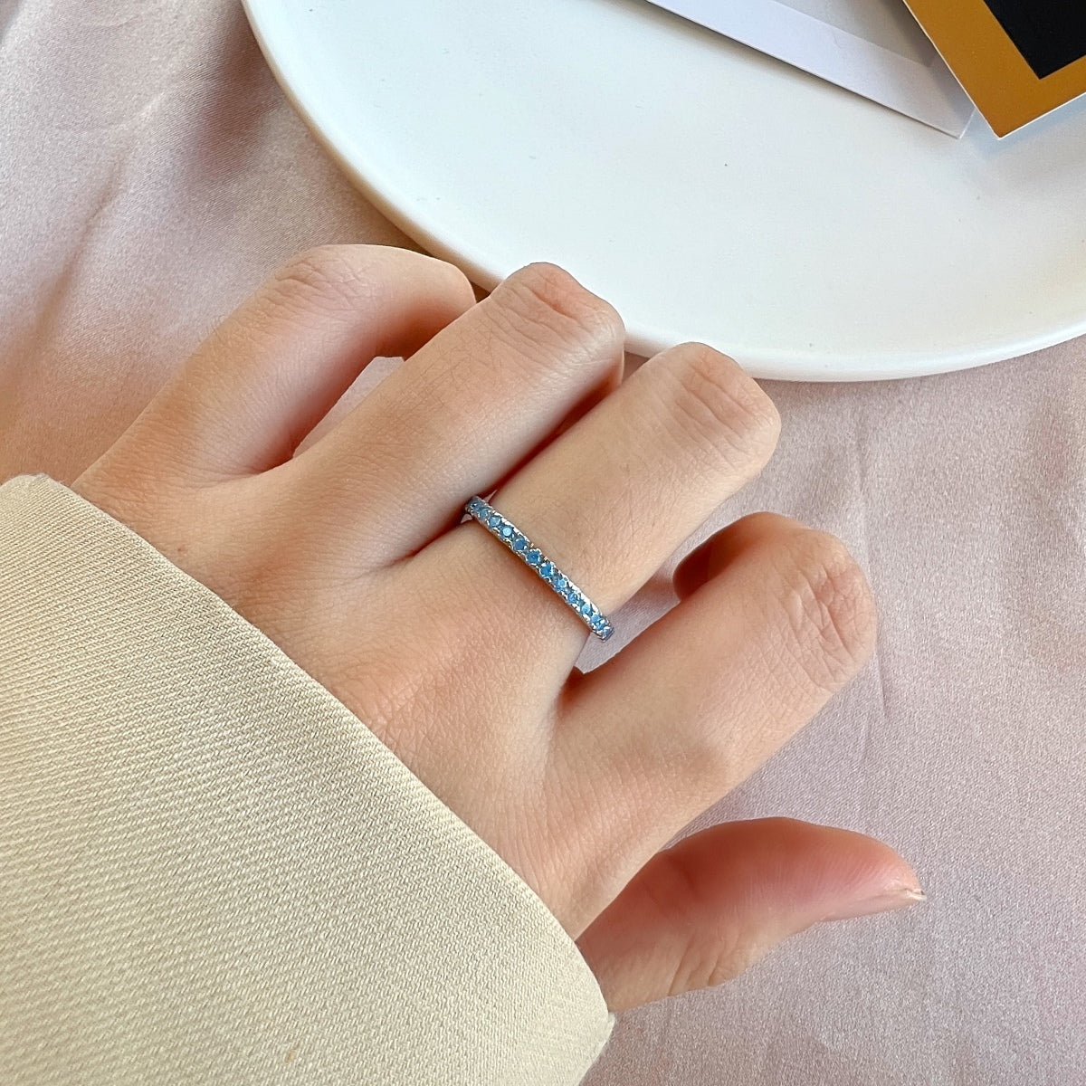 [Sparkling Aurora]Delicate Sparkling Round Cut Daily Ring