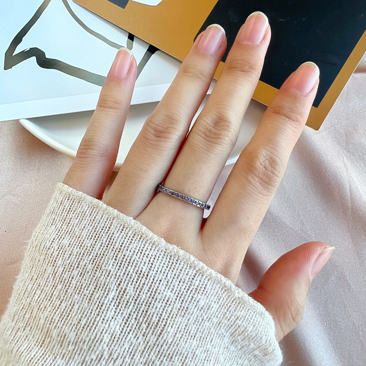 [Sparkling Aurora]Delicate Sparkling Round Cut Daily Ring