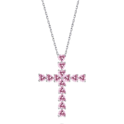 [Sparkling Aurora]Radiant Cross Shape Necklace