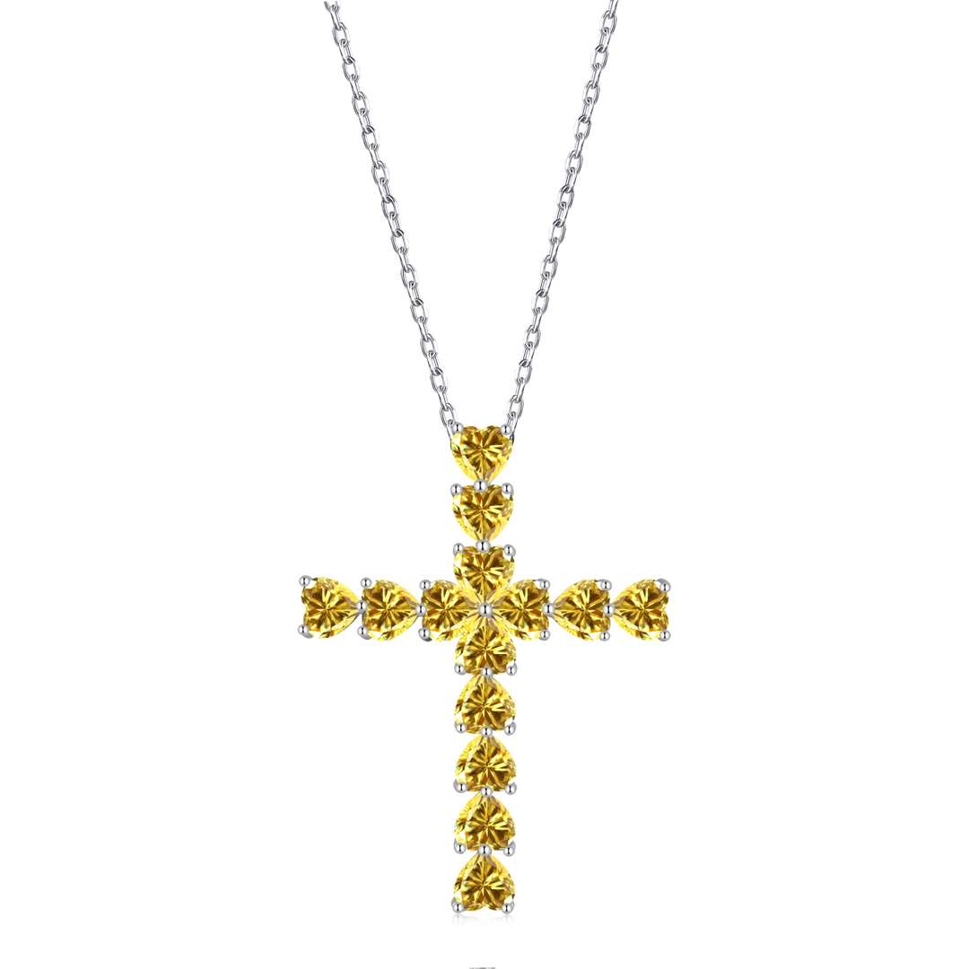 [Sparkling Aurora]Radiant Cross Shape Necklace