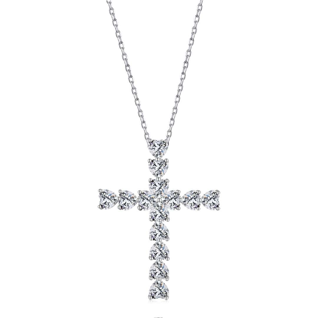 [Sparkling Aurora]Radiant Cross Shape Necklace