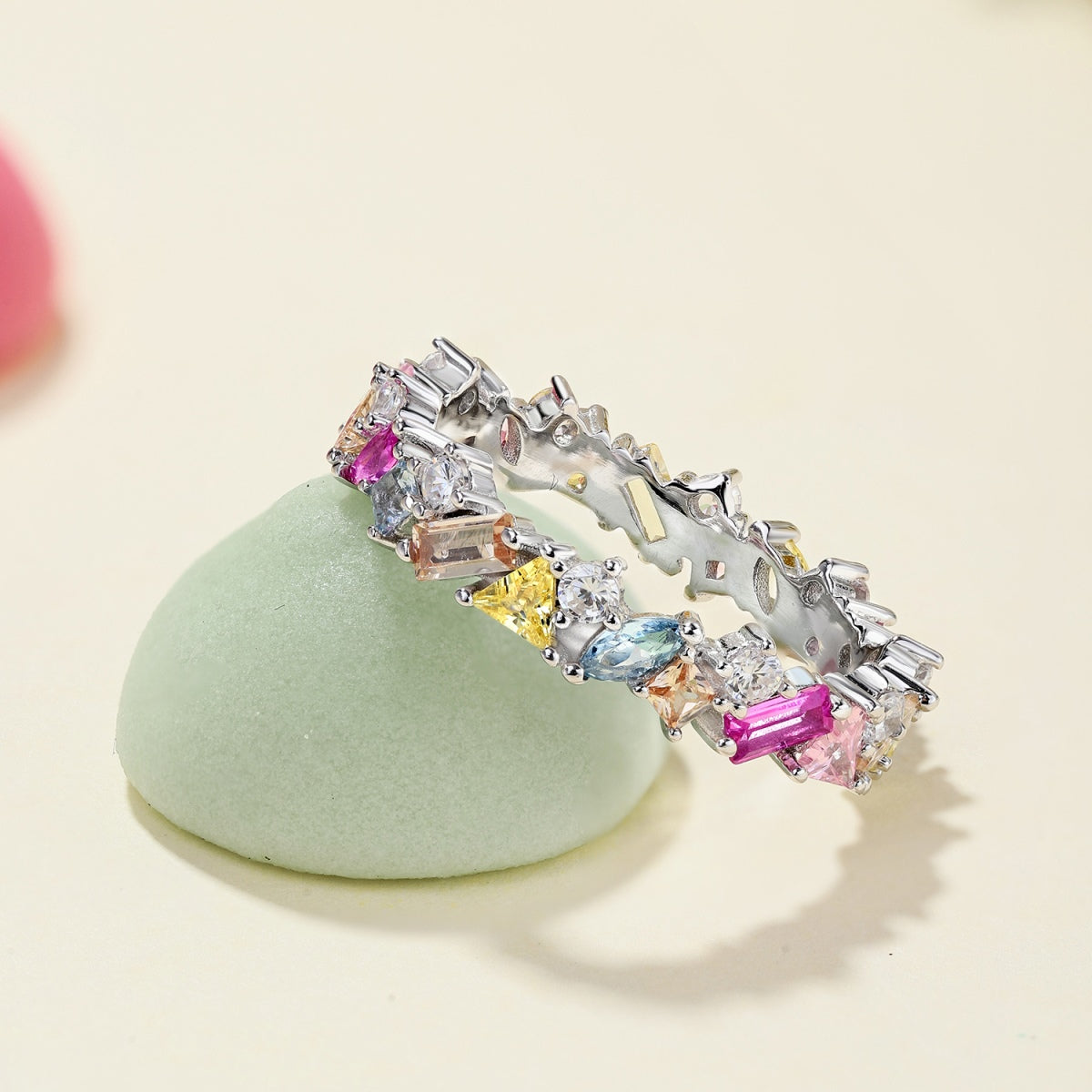 [Sparkling Aurora]Dazzling Polychromatic Multi cut Daily Ring