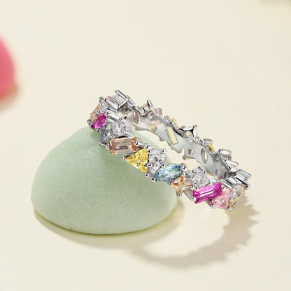 [Sparkling Aurora]Dazzling Polychromatic Multi cut Daily Ring