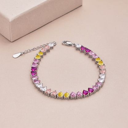 [Sparkling Aurora]Luxurious Colorful Romantic Heart Shape Lover Bracelet