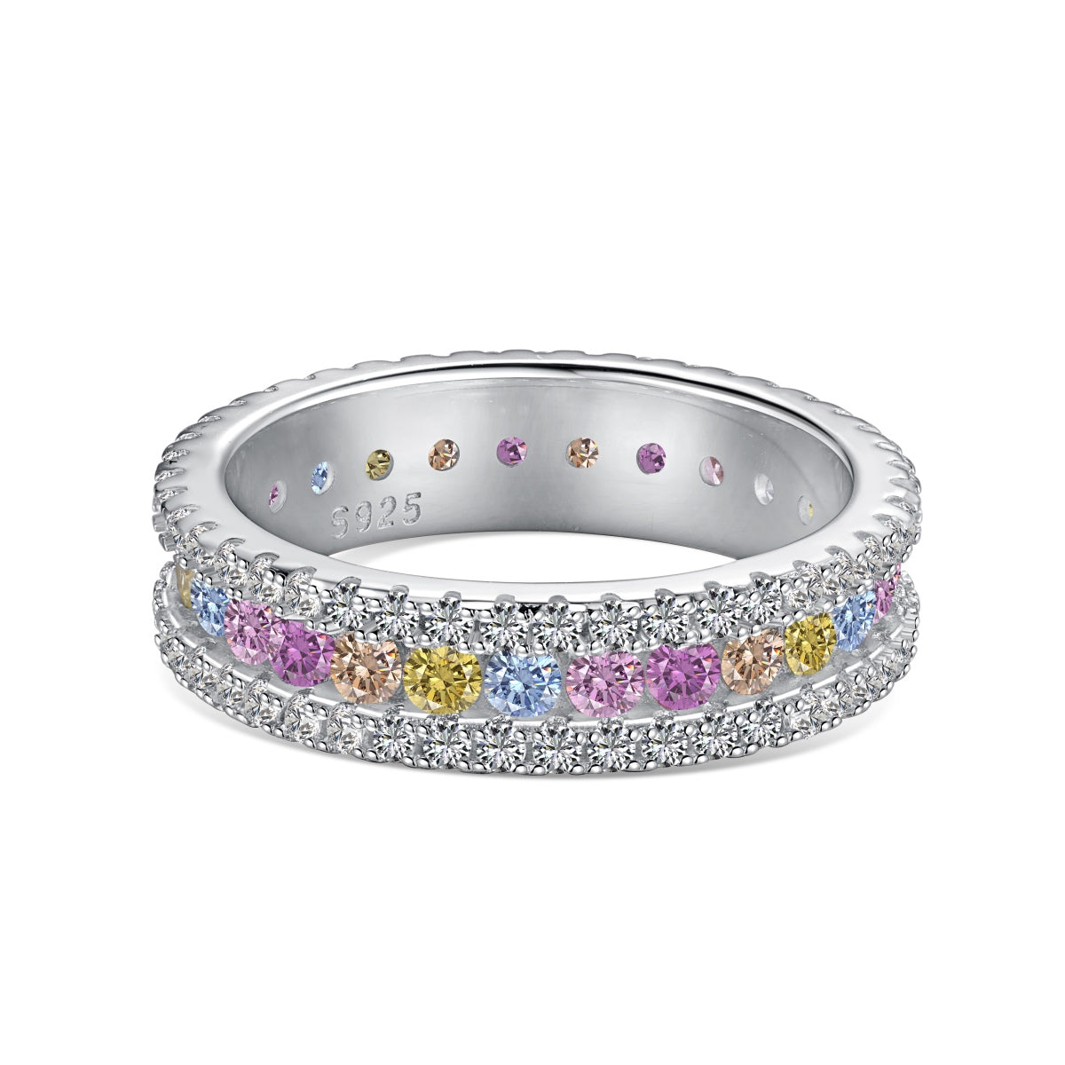 [Sparkling Aurora]Delicate Colorful Round Cut Daily Ring