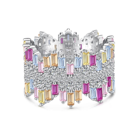 [Sparkling Aurora]Luxurious Colorful Radiant Cut Daily Ring