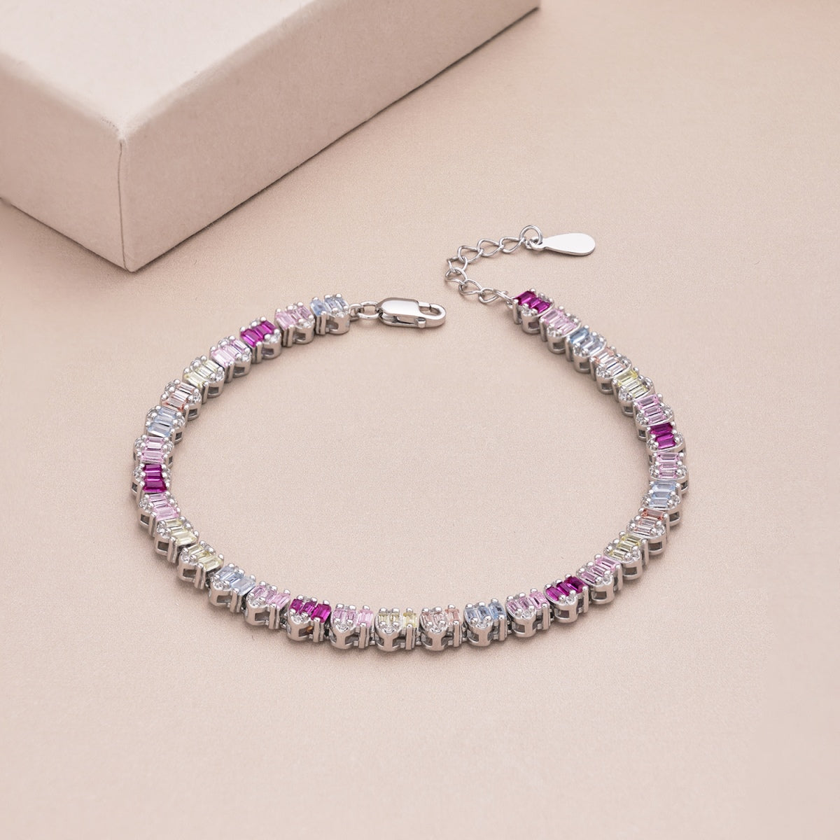 [Sparkling Aurora]Delicate Colorful Emerald Cut Party Bracelet