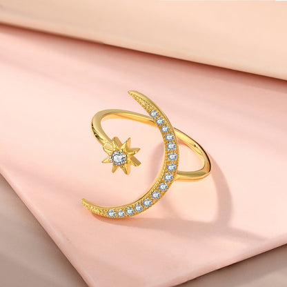 [Sparkling Aurora]Eternity Moon & Star Ring