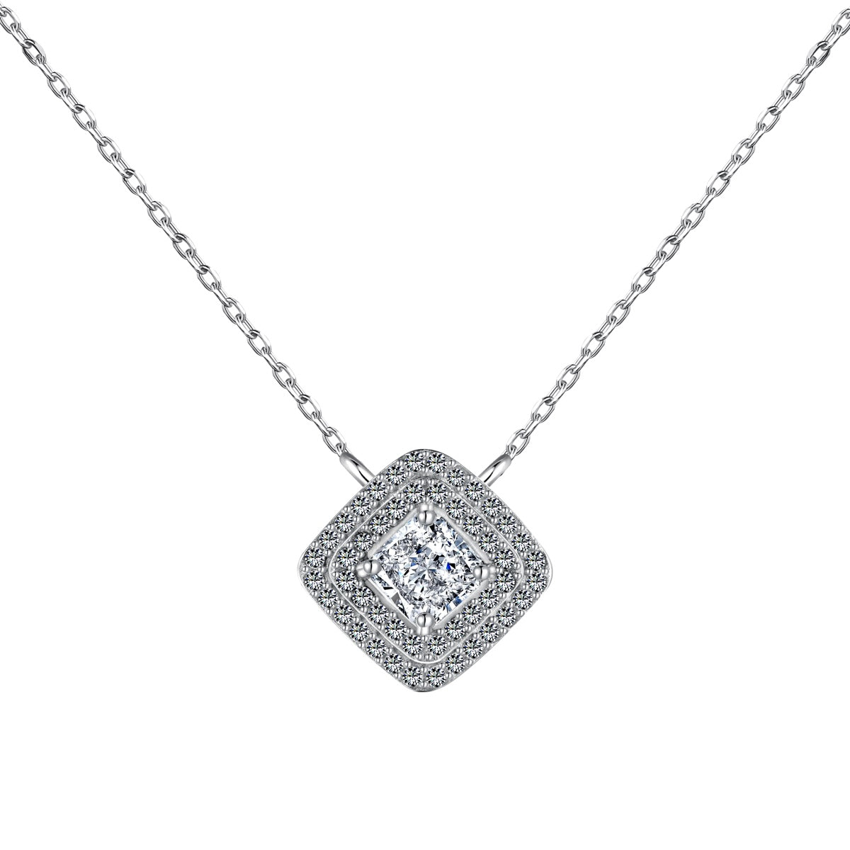 [Sparkling Aurora]Sparkling Asscher Cut Necklace