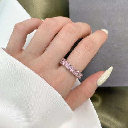 [Sparkling Aurora]Elegant Princess Cut Tennis Ring