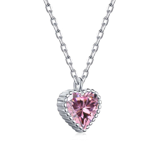 [Sparkling Aurora]Ornate Heart Shape Necklace