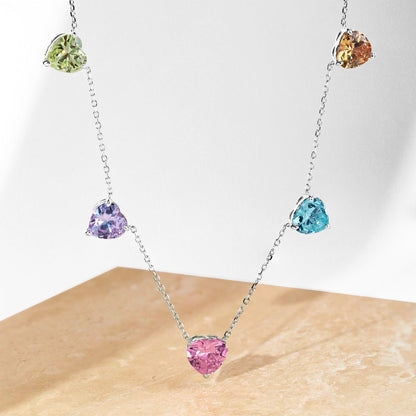 [Sparkling Aurora]Sparkling Colorful Heart Cut Necklace