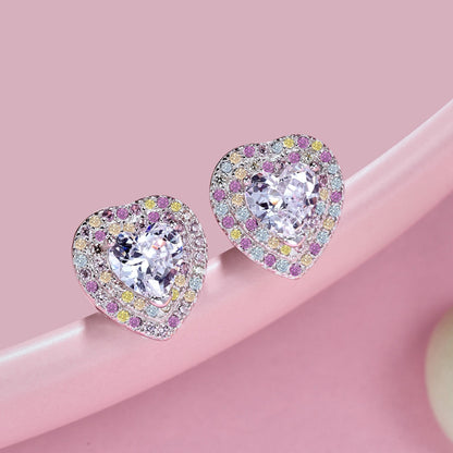 [Sparkling Aurora]Dazzling Heart Shape Lover Earrings