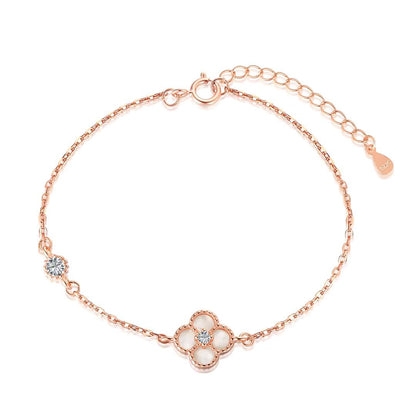 [Sparkling Aurora]Delicate Four Leaf Clover Bracelet