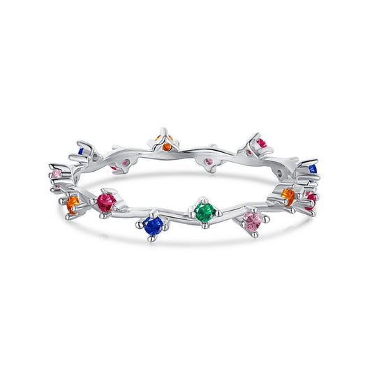 [Sparkling Aurora]Radiant Colorful Round Cut Daily Ring