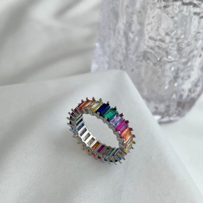 [Sparkling Aurora]Unique Colorful Radiant Cut RIng