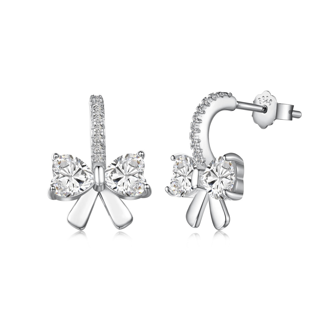 [Sparkling Aurora]Exquisite Earrings With Heart-Shaped Bow Design