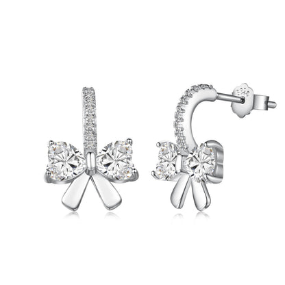 [Sparkling Aurora]Exquisite Earrings With Heart-Shaped Bow Design