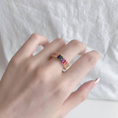 [Sparkling Aurora]Unique Colorful Radiant Cut RIng