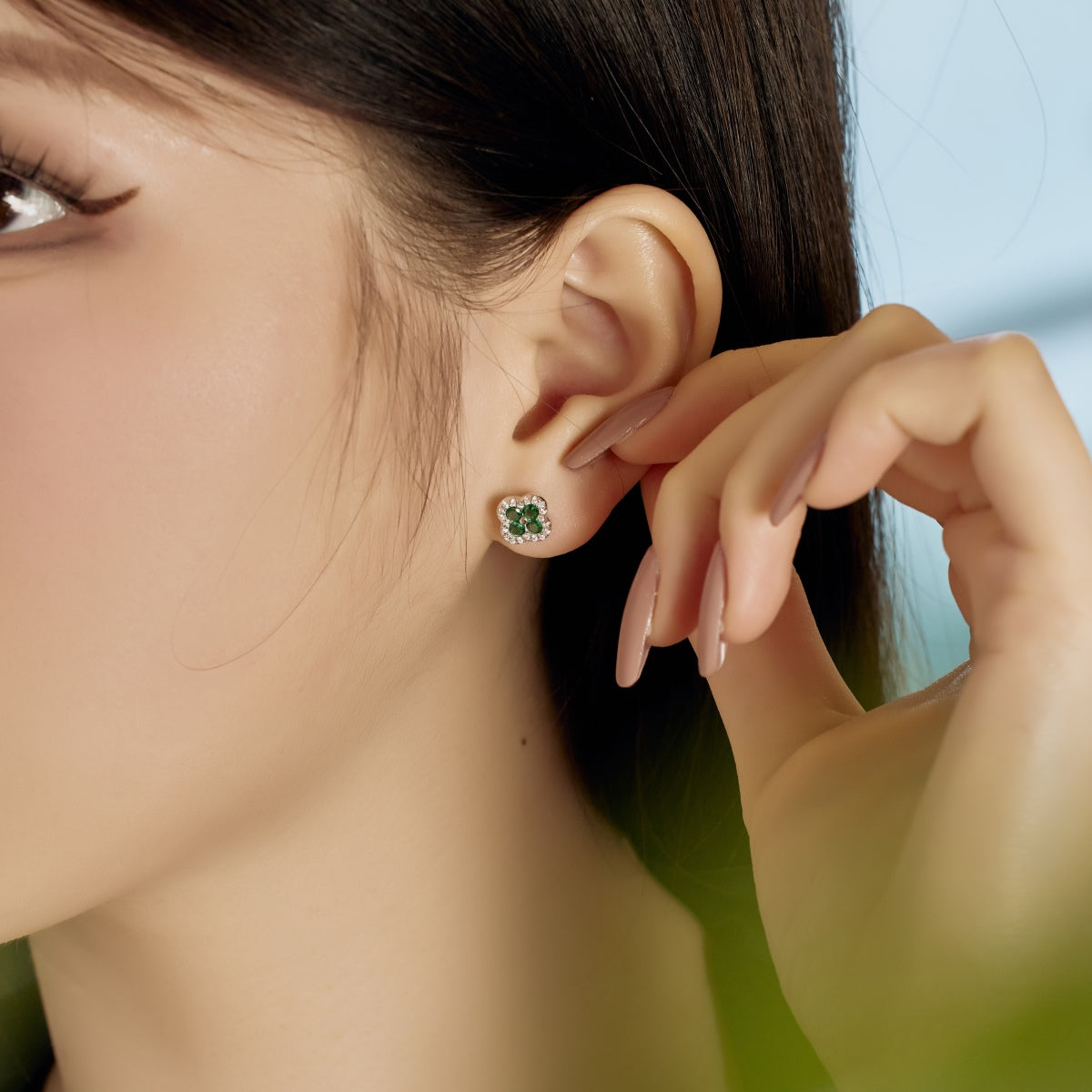 [Sparkling Aurora]Four-Leaf Clover Flower Shaped Earrings