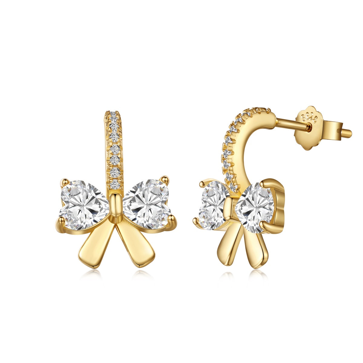 [Sparkling Aurora]Exquisite Earrings With Heart-Shaped Bow Design