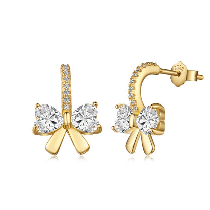 [Sparkling Aurora]Exquisite Earrings With Heart-Shaped Bow Design