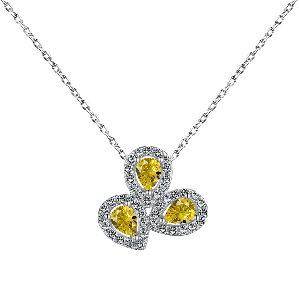 [Sparkling Aurora]Elegant Flower Shape Pear Cut Necklace